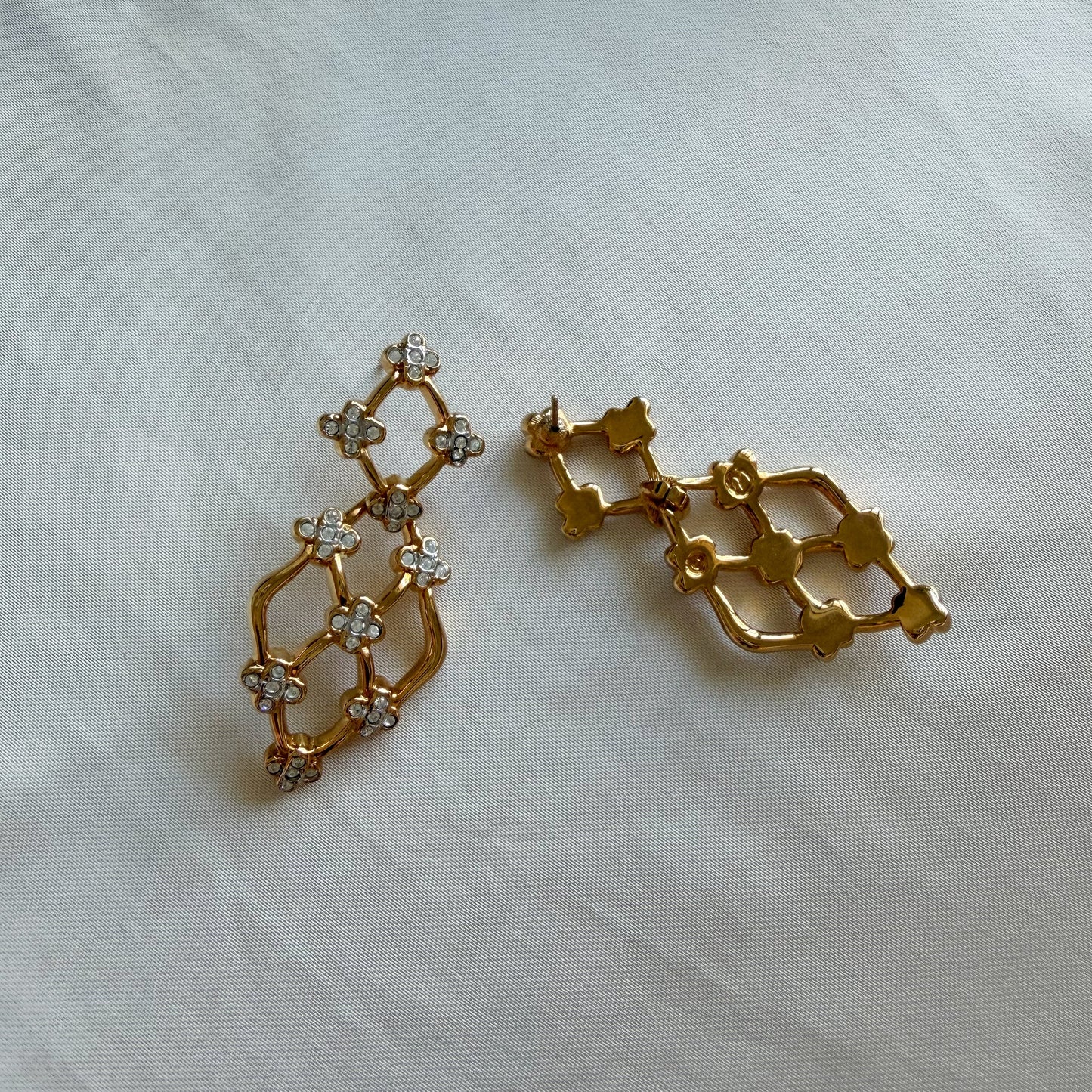 90's Swarovski 14k gold plated earrings