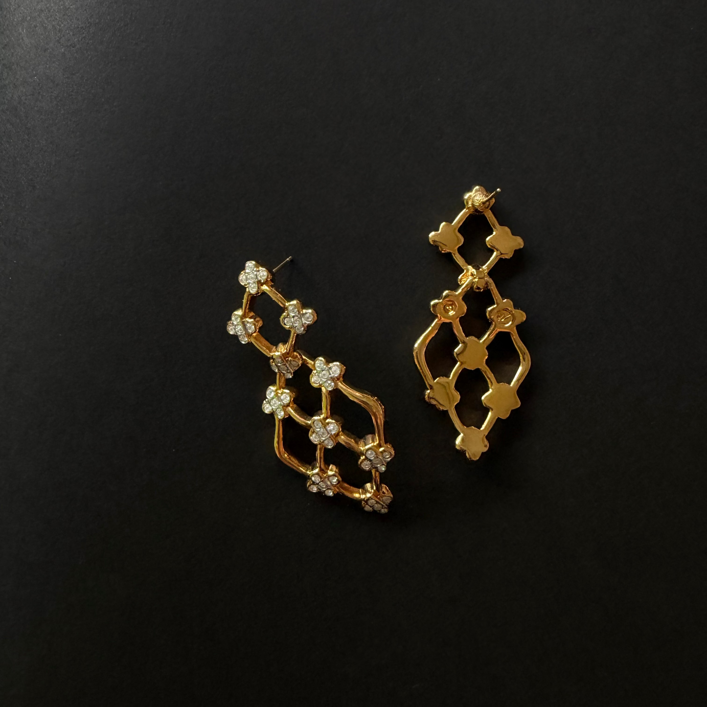 90's Swarovski 14k gold plated earrings