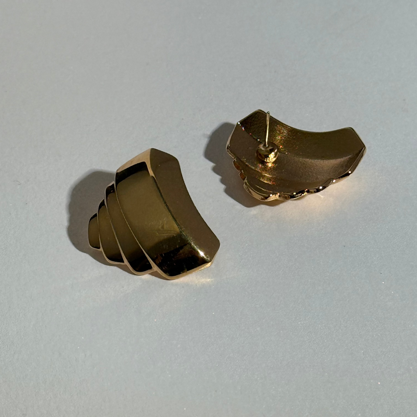 1980s croissant shape gold plated earrings, Monet