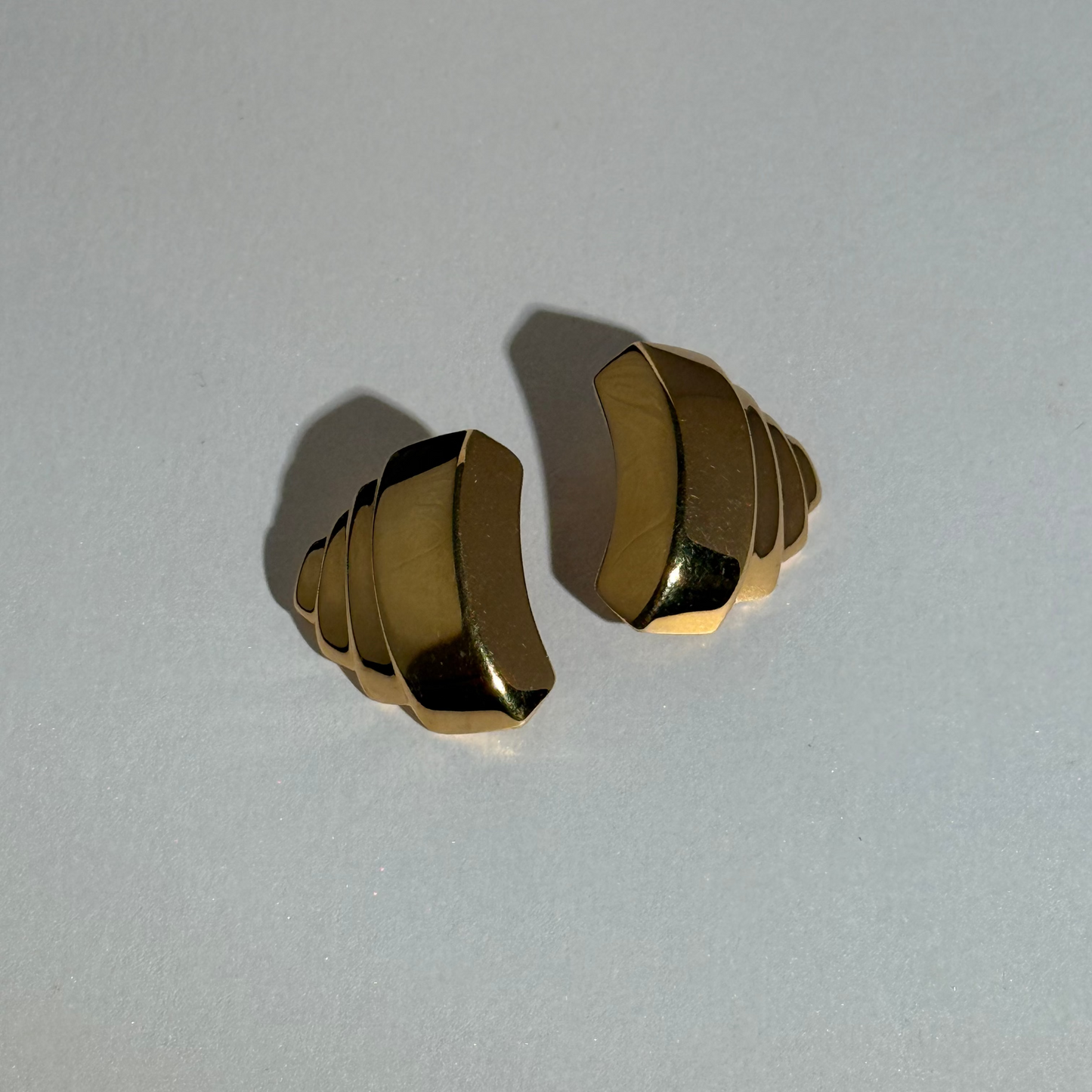 1980s croissant shape gold plated earrings, Monet