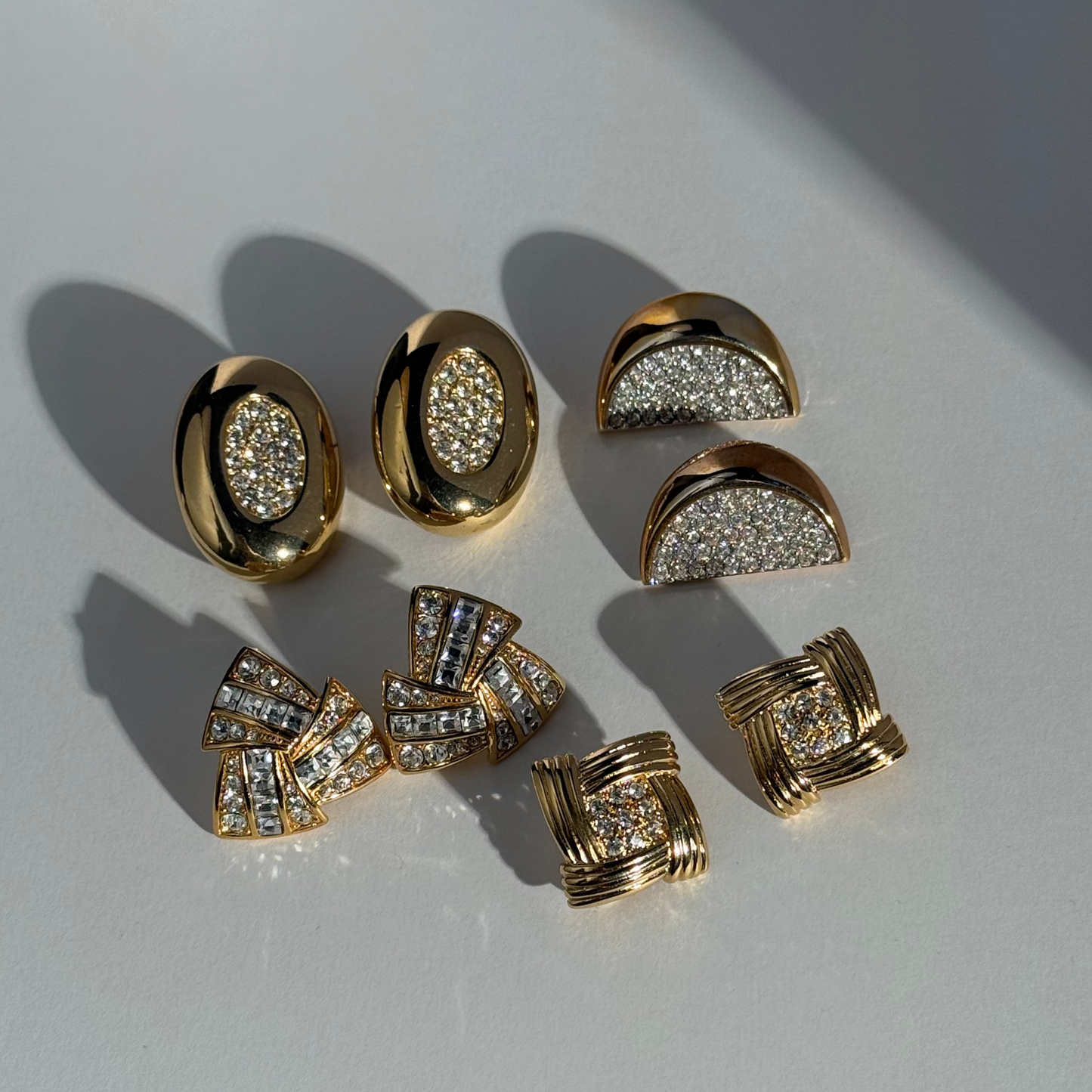 1980s rhinestone square clip on earrings, Monet