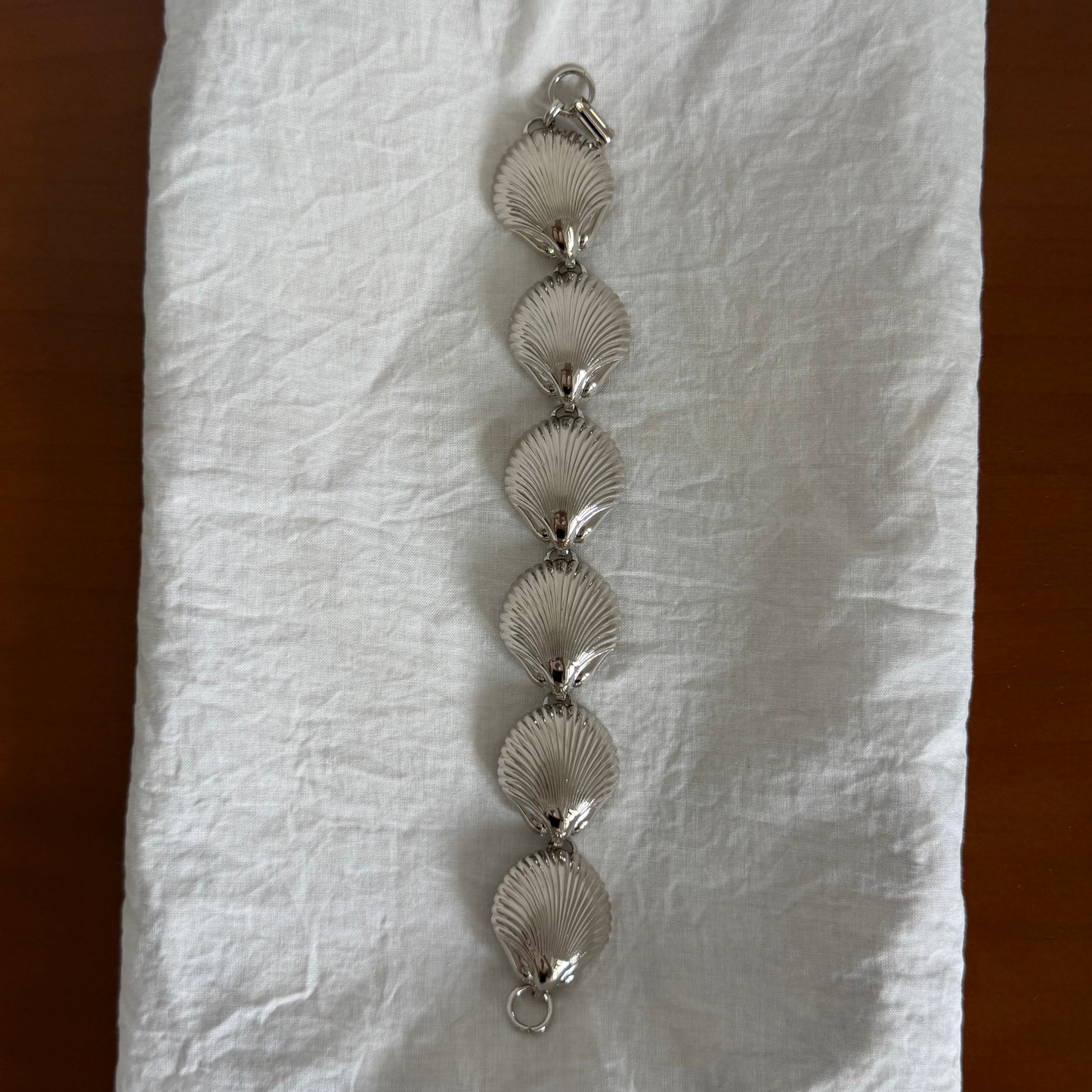 80s seashell statement silver bracelet