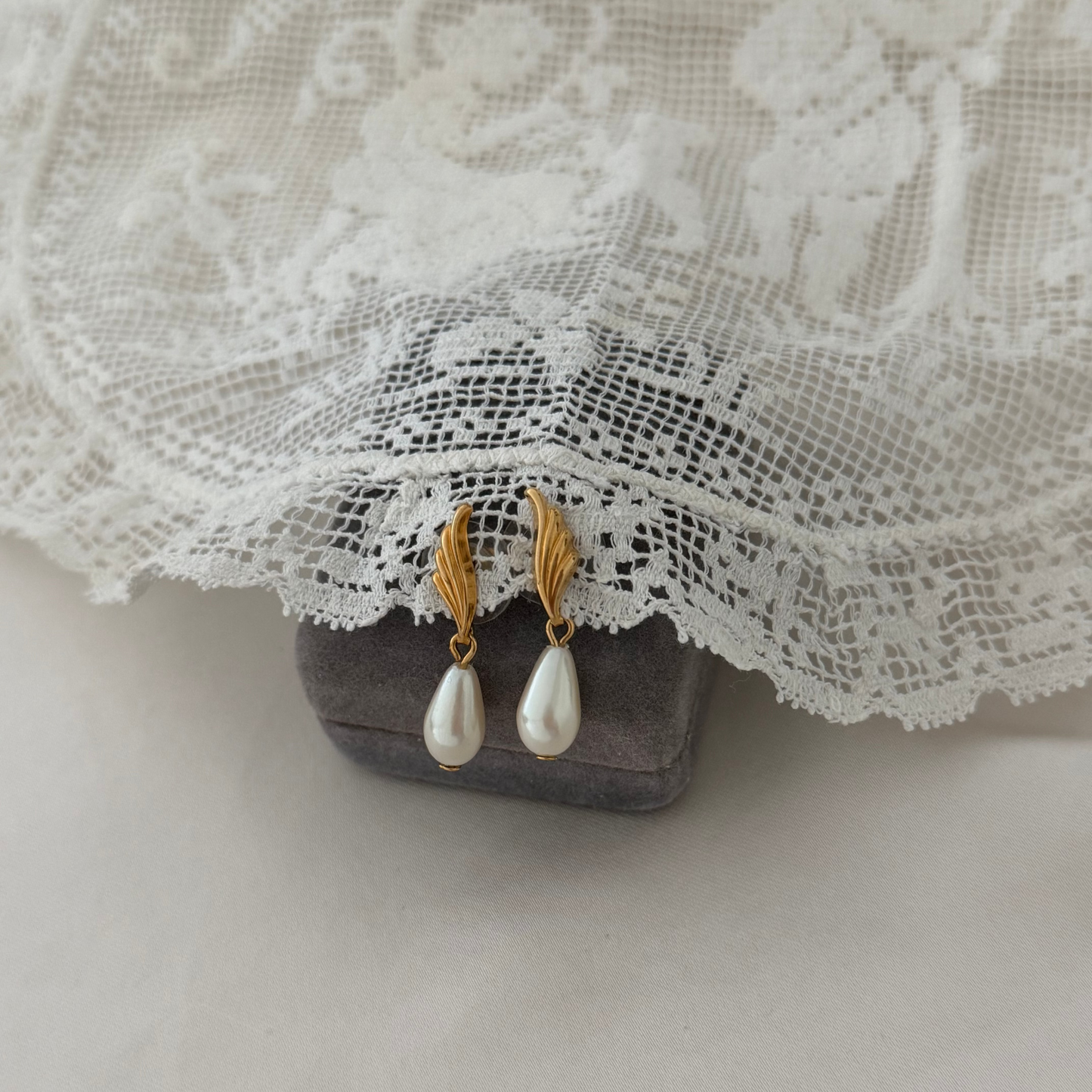 Dainty faux pearl vintage earrings