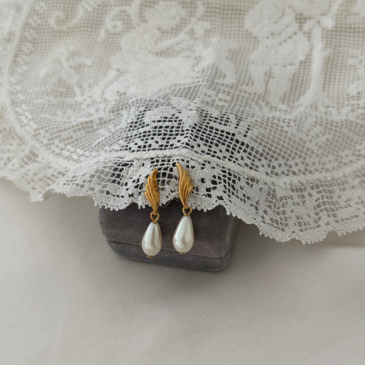 Dainty faux pearl vintage earrings