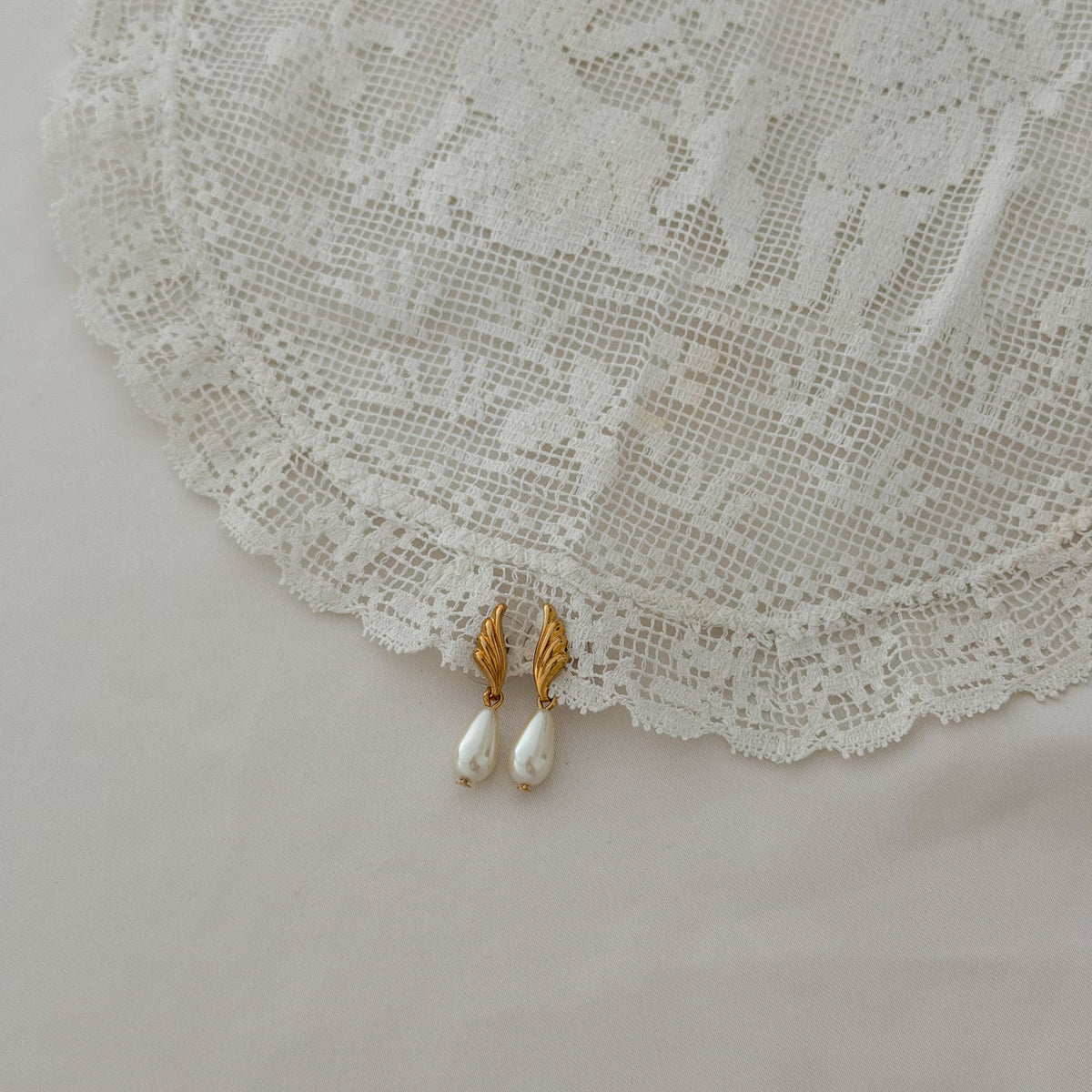 Dainty faux pearl vintage earrings