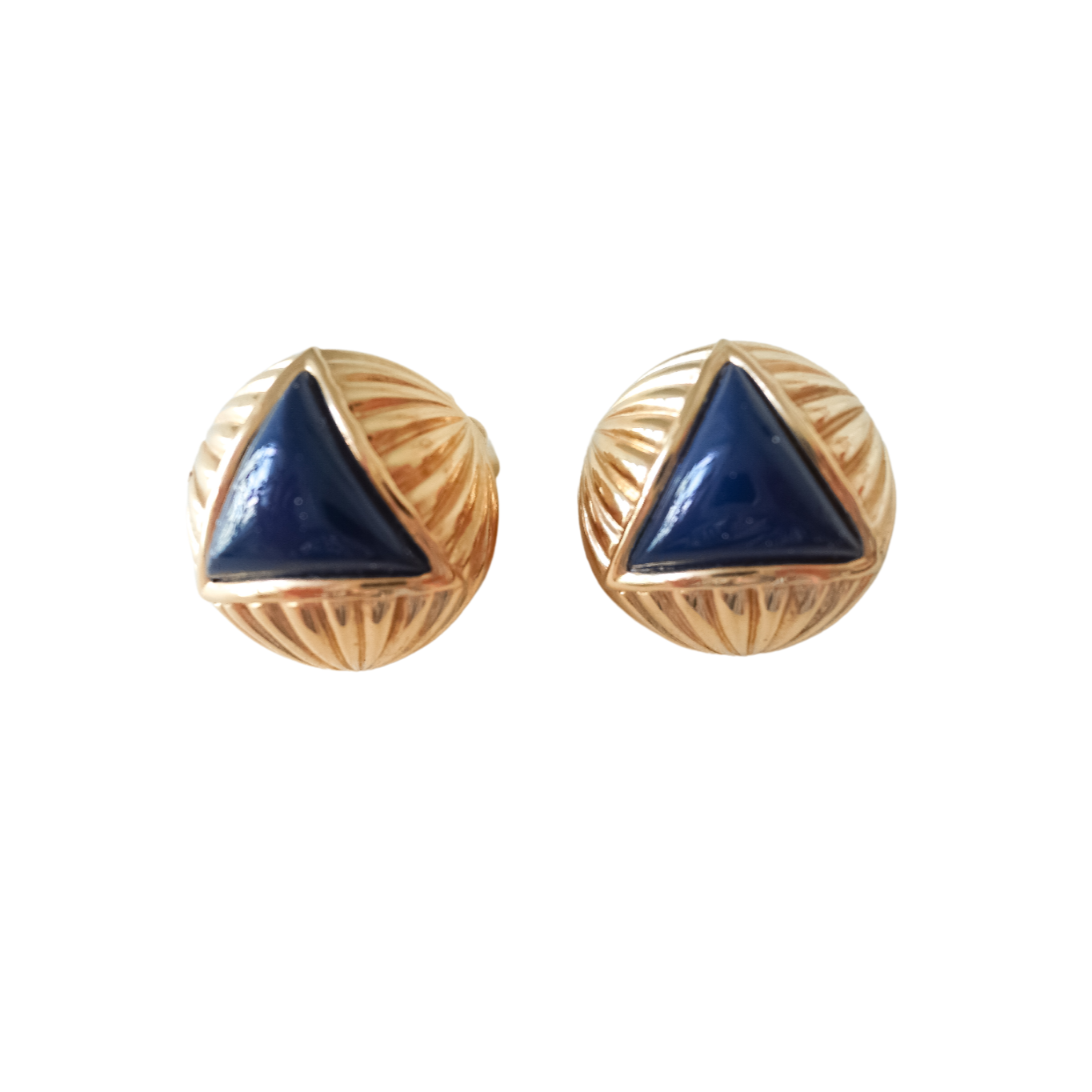 Vintage Nina Ricci blue triangular clip on earrings