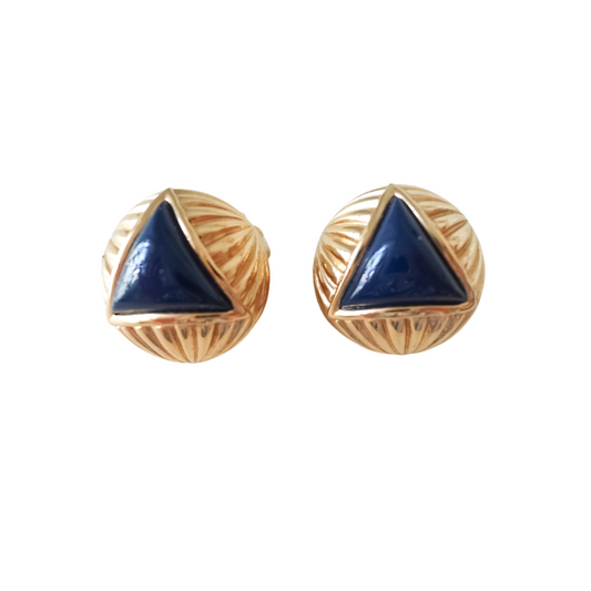 Vintage Nina Ricci blue triangular clip on earrings