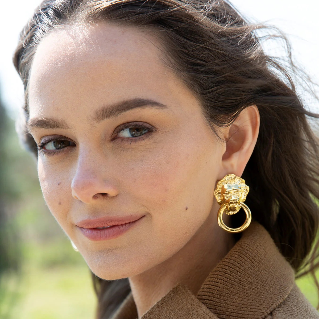 90s KJL lion head door knocker earrings